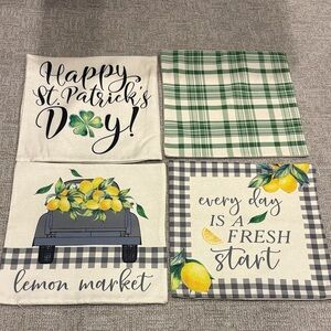 Decorative Pillow Covers Set - Green and Yellow